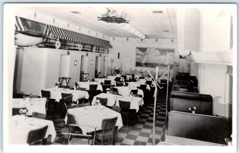 RPPC  LORAIN, Ohio  OH   Roadside HEILMAN'S MARINE Dining Room Interior Postcard