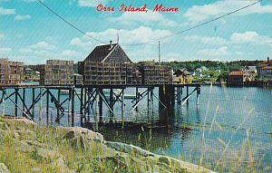 Maine Orrs Island Quaint Scene At Orrs Island Showing Lobster Traps On Pier