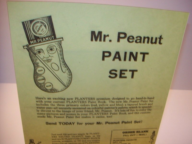 Mr Peanut Vintage Paint Set Planters Paper Sales Flyer 1955 Original Advertising