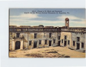 Postcard Chapel of St. Mark and Courtyard, Castillo de San Marcos, Florida