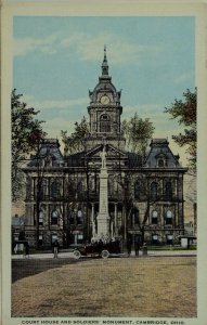 C.1910 Court House and Soldiers' Monuments, Cambridge, Ohio Vintage Postcard P53