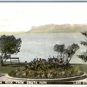 c1950s Lake City, MN RPPC Maiden Rock Onuta Park Real Photo Colored Postcard A98