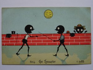 Duel ENCOUNTER Romance Black Stick People c1905 Postcard Artist C Griffith (4)