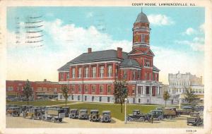 Lawrenceville Illinois Court House Street View Antique Postcard K59628