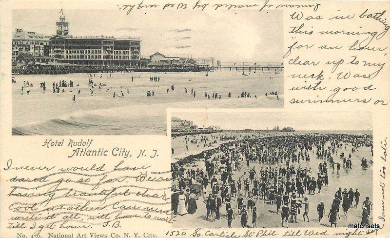 1905 Atlantic City New Jersey Hotel Rudolf Beach undivided postcard 11382