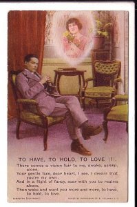 To Have, To Hold, To Love, Song,  Man Imaging Woman, Romantic Postcard