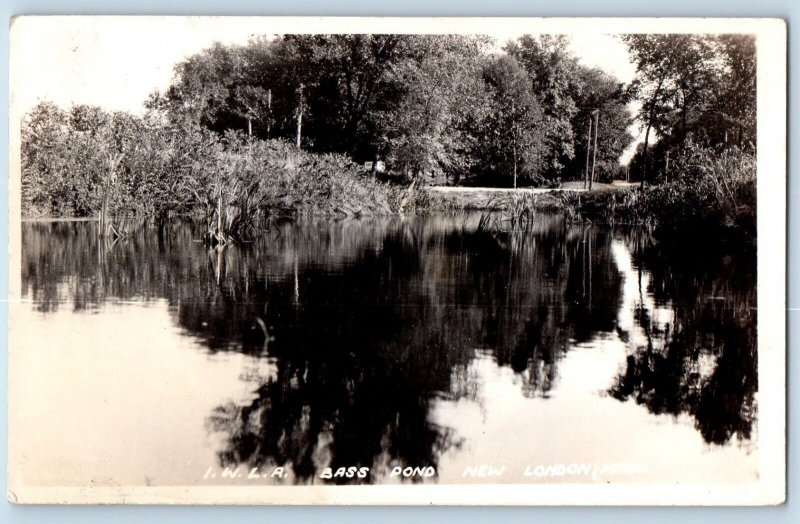 New London Minnesota MN Postcard RPPC Photo I W L A Bass Pond c1940's Vintage