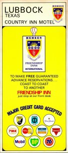 Vtg Chrome Postcard Lubbock TX Country Inn Motel 9x4 Friendship Inn UNP