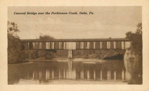 Pennsylvania Oakes Covered Bridge Perkiomen Creek Nomis Postcard 22-9837 