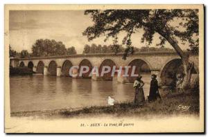 Old Postcard Agen Le Pont De Pierre