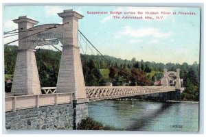 1910 Suspension Bridge Across Hudson River The Adirondack Mountains NY Postcard