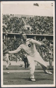 1936 Germany Olympics Gerhard Stock Javelin Throw Real Picture Postcard Cover 3