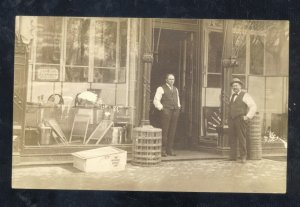 RPPC LAMONT ILLINOIS HARDWARE STORE DOWNTOWN CASS CITY REAL PHOTO POSTCARD