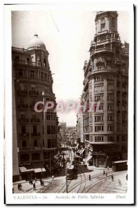 Old Postcard Valencia Avenida De Pablo Iglesias