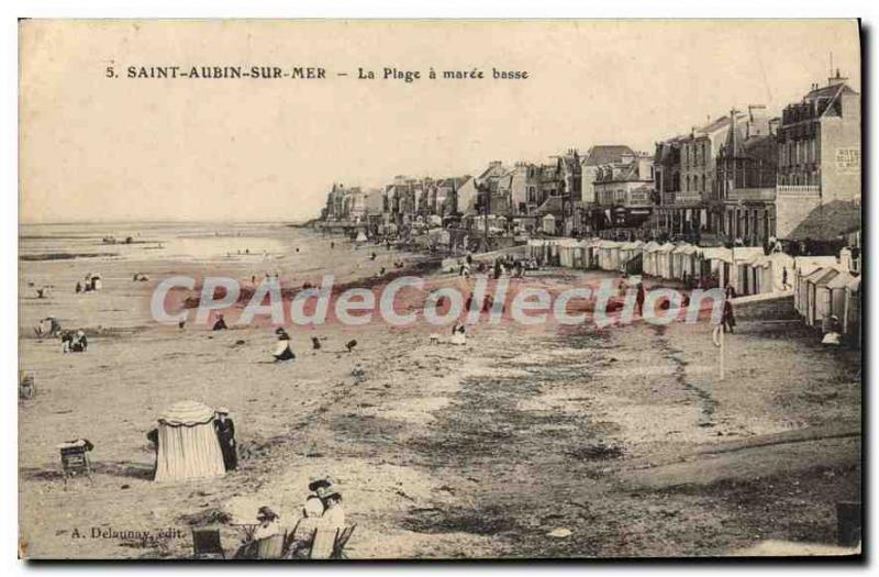 Postcard Old Saint Aubin sur Mer beach has Maree Basse