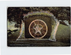 Postcard Floral Clock, Water Works Park, Detroit, Michigan