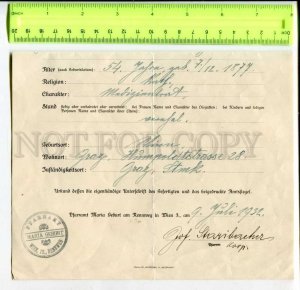 400451 AUSTRIA Vintage 1932 year death certificate w/ special stamp