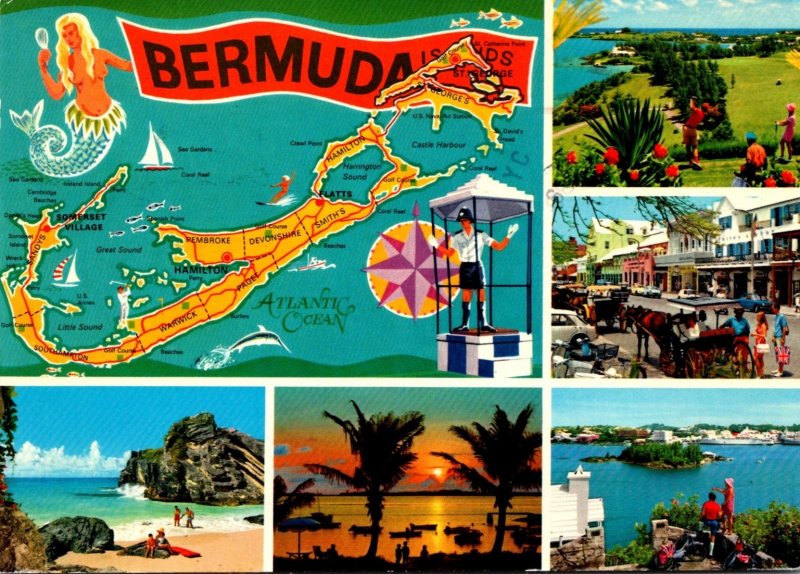 Bermuda Islands Map With Multi Views 1979