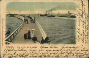 Ostende Belgium Pier Steamer Ships Lighthouse Used 1903 Postcard