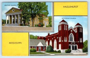 HAZLEHURST, Mississippi MS ~ Methodist Church BAPTIST CHURCH c1940s  Postcard