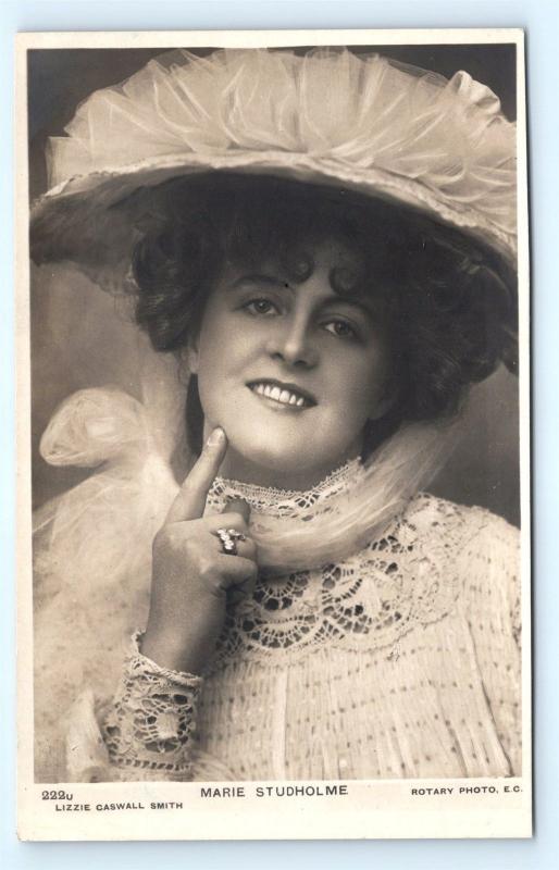 Postcard Marie Studholme British Actress Singer RPPC Real Photo Portrait K09