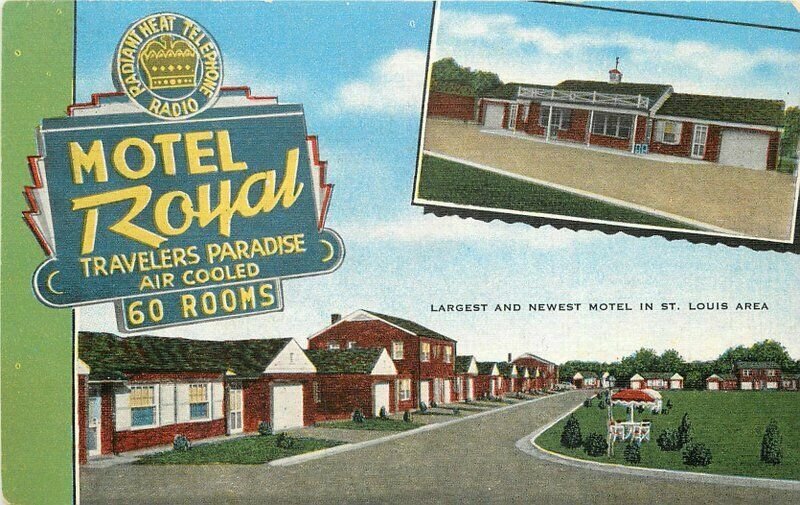 1940s Route 66 Motel Royal roadside St Louis Missouri Postcard 6026