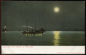 New York Harbor By Moonlight. Undivided back. Unposted