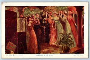 c1910's Good Luck To The Bride Wedding Alfred James Dewey Antqiue Postcard