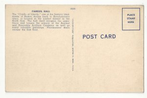 MA Boston Faneuil Hall Armory Market District Vintage Linen Postcard