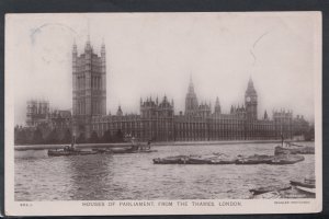 London Postcard - Houses of Parliament From The Thames     T2829