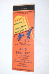 Al's Dug-out New London Conn. 20 Front Strike Matchbook Cover