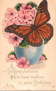 Butterflies Birthday Congratulations and Best Wishes With Butterfly and floers