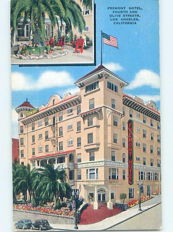 Damaged-Back Linen FREMONT HOTEL Los Angeles California CA B4056