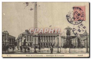 Postcard Old Place de la Concorde Obelisk of Luxor Paris