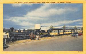 LAS VEGAS NV-THE IRON HORSE-PIONEER TRAIN-FRONTIER VILLAGE-LAST HOTEL POSTCARD