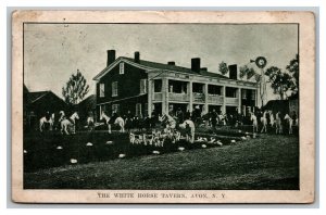 Vintage 1909 Photo Advertising Postcard The White Horse Tavern Avon New York