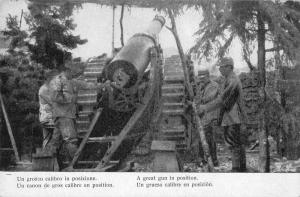 Italy military men with great gun in position antique pc Y11048