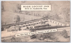 Vintage High Locust Inn Postcard Goodlettsville Tennessee Motel View