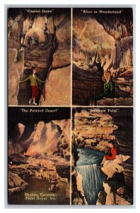 Multiview Skyline Caverns Front Royal Virginia VA UNP Unused Linen Postcard U10