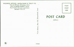 Union Bank & Trust Pickwick Office Ottumwa IA Vintage Postcard C31