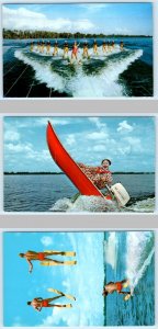 3 Postcards CYPRESS GARDENS, FL~ Water Skiers ESTHER WILLIAMS, Corky Clown 1950s