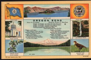 Oregon Song - Music by Isa Botten Words by Walter E. Meacham Various Views LINEN
