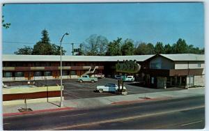 REDDING, California  CA   Roadside  REDDING LODGE  ca 1950s-60s Cars   Postcard