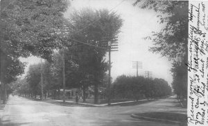 H91/ Marion Ohio RPPC Postcard c1910 The Five Corners Homes Man 148