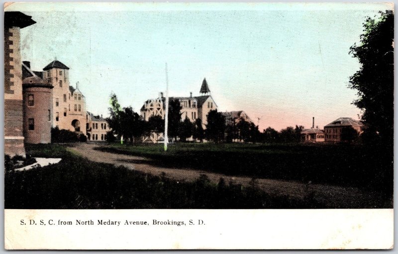 1910's S. D. S. C. From North Medary Avenue Brookings South Dakota SD Postcard