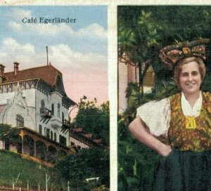 Czech Republic Marienbad Woman in National Costume Vintage Postcard 07.63