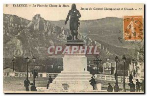 Old postcard Valencia Champ de Mars Square Statue of General Championnet and ...