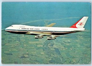 Korean Postcard Korean Air Lines KAL's Boeing 747B 8023 Airplane c1950's