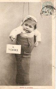 Baby for Sale. Bebé a vendre Old vintage French postcard