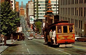 California San Francisco Cable Car Looking Down California Street